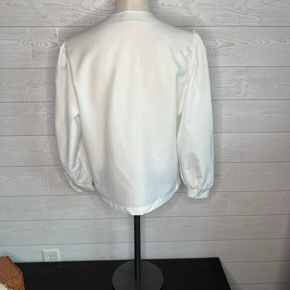 Vintage Angela Pellino white blouse with lace eyelet yoke size Medium - Picture 2 of 5